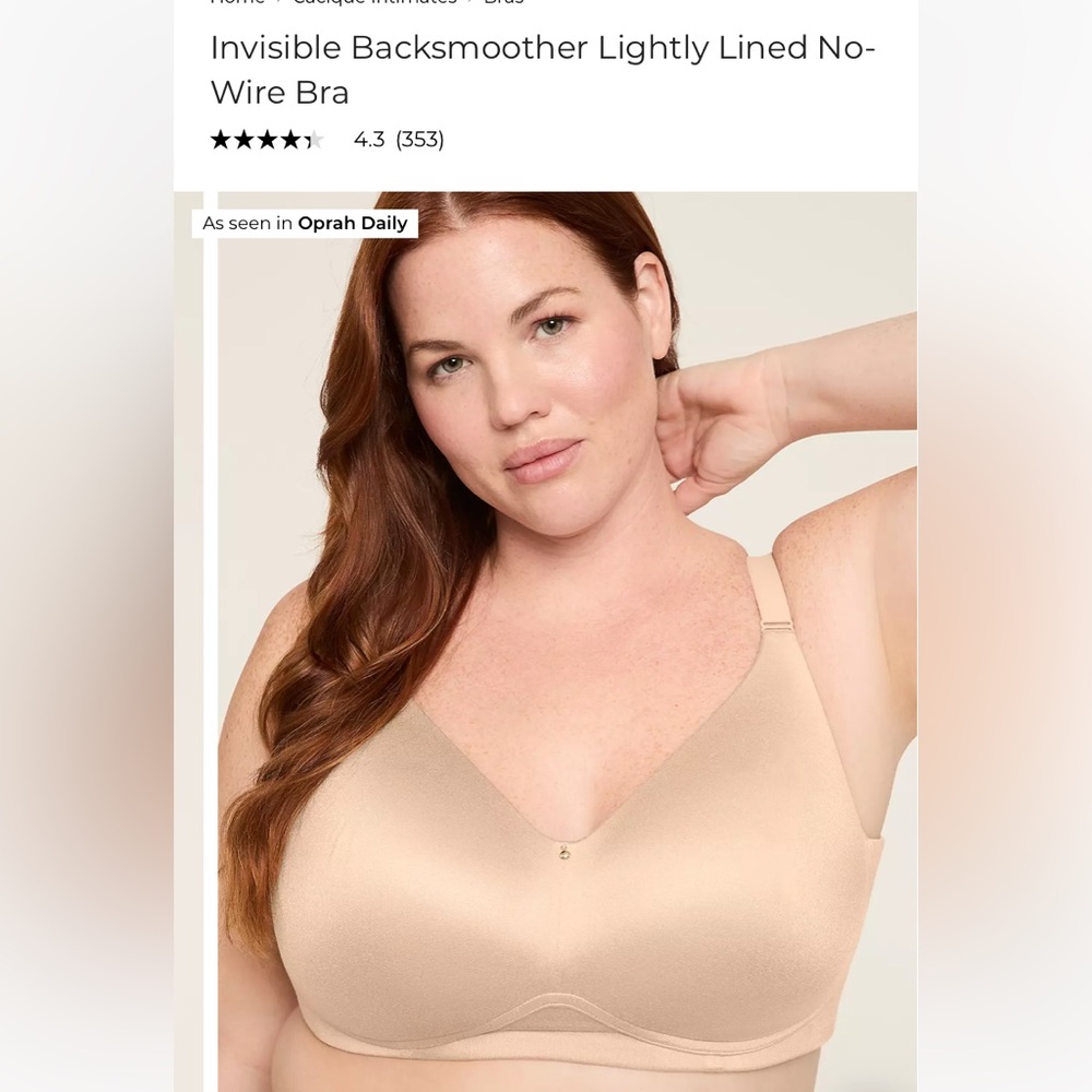 Cacique Invisible Back Smoother Wireless Bra 44G